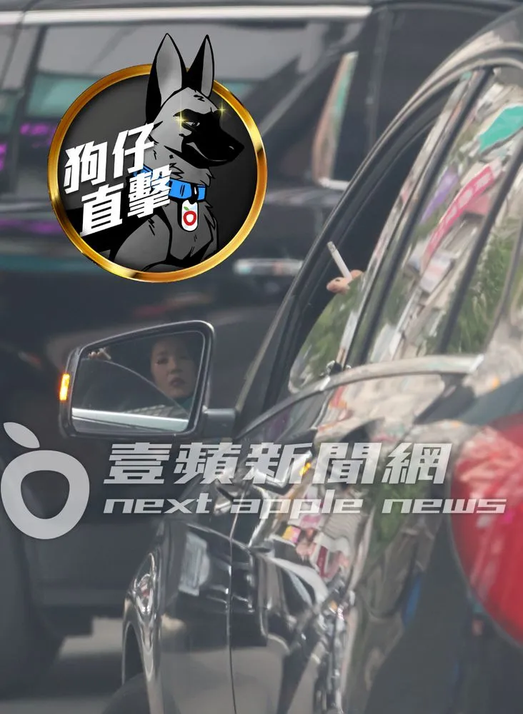安溥把車窗戶降下，將香菸拿到窗外彈菸灰。特勤中心攝、《壹蘋》貼心提醒您，吸菸有礙身體健康