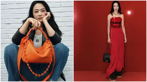 汤唯丢偶包!撑下巴开腿蹲 率性笑纳LOEWE全球品牌大使