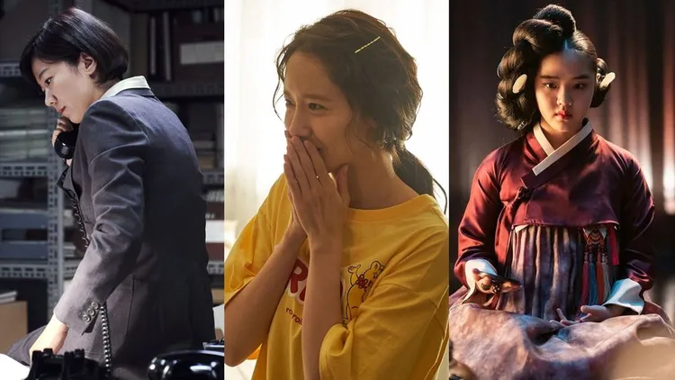 《獵首密令》田慧振（左圖起）、《機密同盟2》潤娥、《韓山島海戰》金香起入圍女配角。龍祥電影、車庫娛樂提供