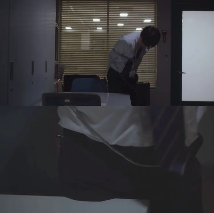 郭東延首集被綁在儲藏室，他對著桌角磨蹭，希望口袋裡的手機能掉出來。翻攝MyVideo