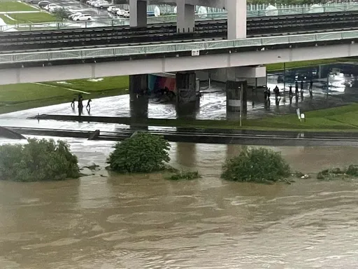 北市基隆河水高漲！「貨櫃屋已漂起來」　河堤外竟還有人群聚