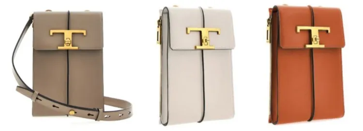 TOD’S灰色、白色、橘色T Timeless手機袋，NT43,900