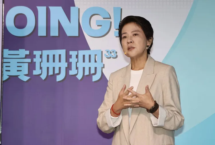 黃珊珊出席文化政見記者會。葉志明攝