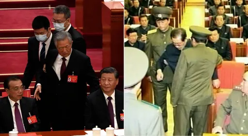 胡錦濤被架影片全球瘋傳 他貼金正恩姑丈當年遭逮捕照片:似曾相識!