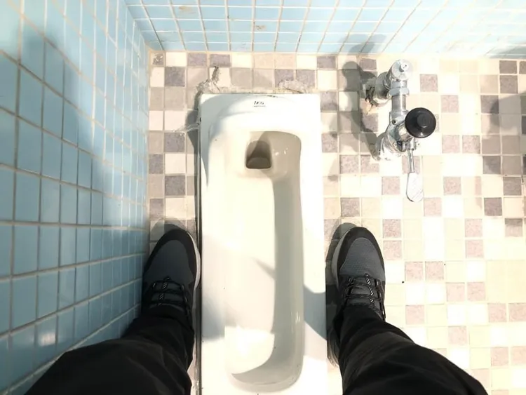 議員質疑，蹲式馬桶太貼壁，難以使用。何子凡提供