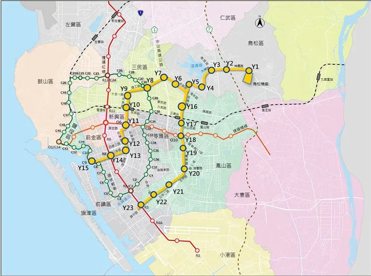 高捷黃線下周一動工，將新增23座車站，預計2028年完工營運。高市府提供