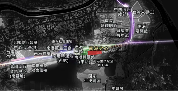 南港之心都更案位居南港重要設施的核心。北市住都中心提供