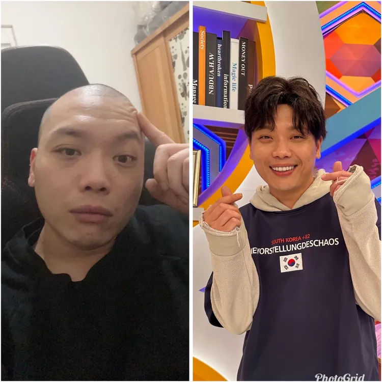 阿虎戴假髮差異大。經紀人提供