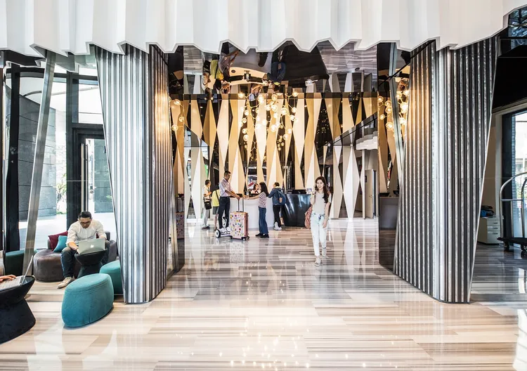 台北趣淘漫旅飯店一樓大廳。趣淘漫旅-台北提供