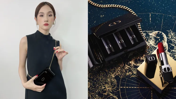 藍星唇膏黑曜珠寶盒，包含1支藍星唇膏與3支替換蕊，8100元。左圖張家玲攝、右圖品牌提供