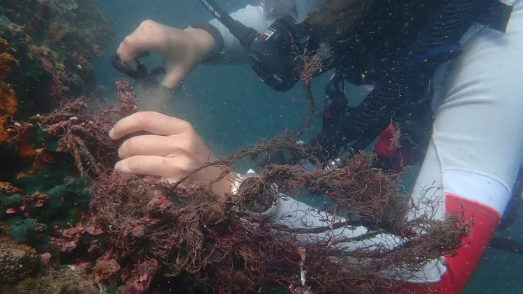 潛水愛好者組成「潛海戰將」打撈海洋廢棄物。潛海戰將提供