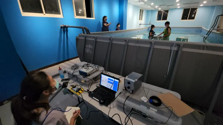 團隊人員將減少人員數量與醫療行為，減緩小抹香鯨的緊迫感。基市府提供