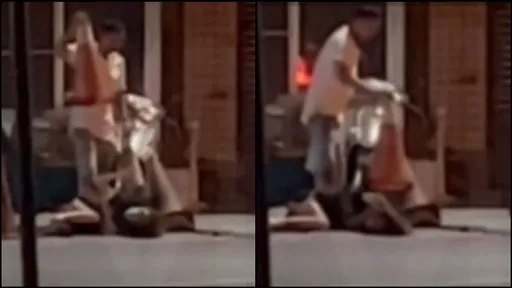 恐怖!她當街被男友拿三角錐狂毆打趴在地 只因他揪吃麵她去買豆花