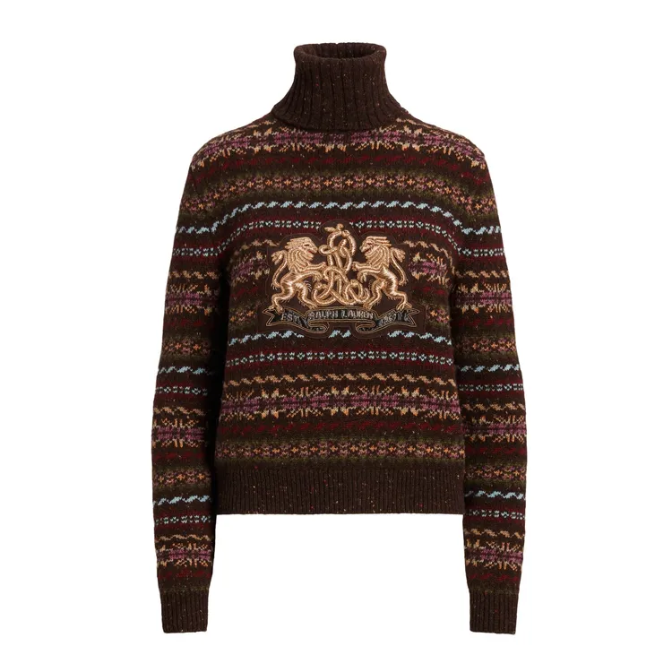 Collection系列金徽章費爾島高領毛衣，7萬4800元。品牌提供