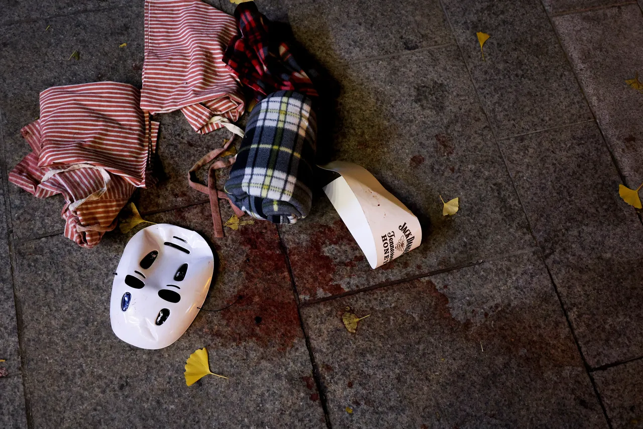 踩踏現場血跡斑斑。路透社