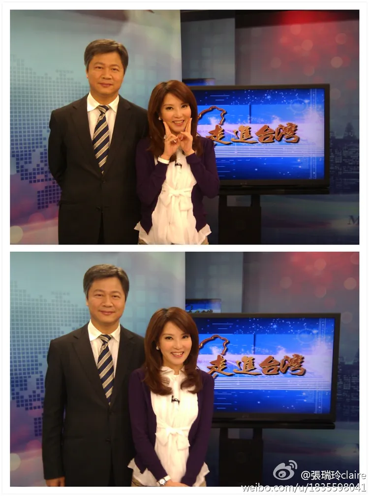 張瑞玲（右）曾主持澳亞衛視的《前進台灣》。翻攝張瑞玲微博