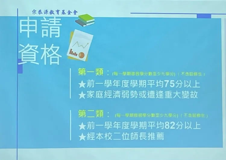 宋恭源獎學金將以第一類學生為主。陳明萱攝