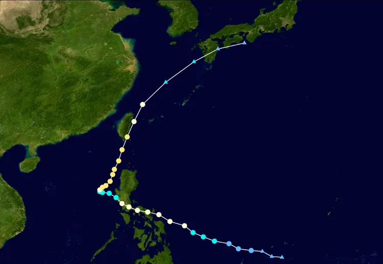 中度颱風象神路徑圖。
