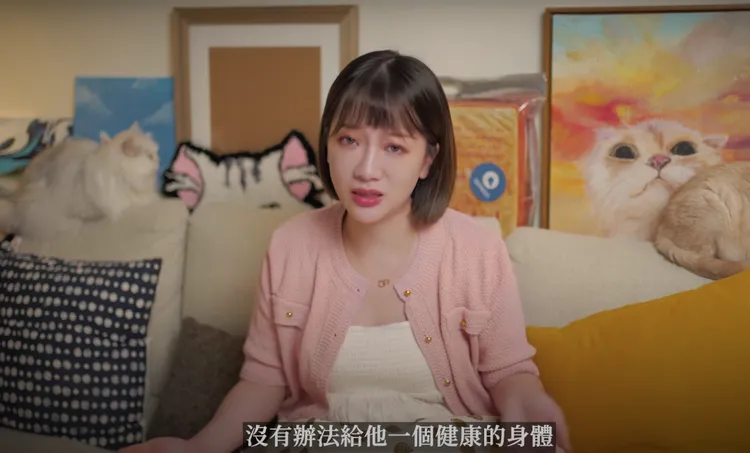 玉兔自責太晚生小孩，沒辦法給孩子健康的身體。翻攝玉兔YouTube