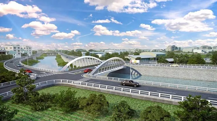 大埔截水溝堤岸道路拓寬工程示意圖。彰縣府提供