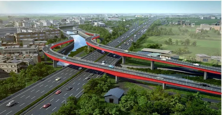 大埔截水溝堤岸道路拓寬工程示意圖。彰縣府提供