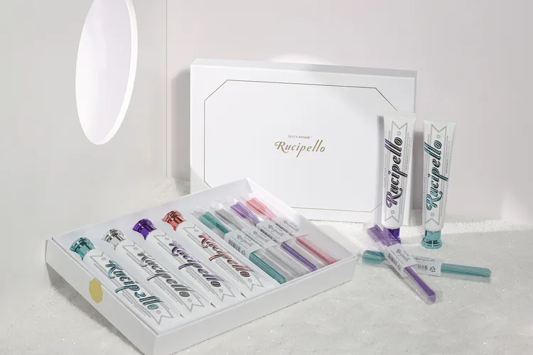 Rucipello精品禮盒，包含4條牙膏以及4入牙刷，2600元。品牌提供