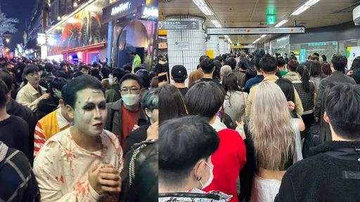 梨泰院人疊人「罵聲變哭聲」！短裙妹為活命爬高　父親拚死遞出幼兒搶命