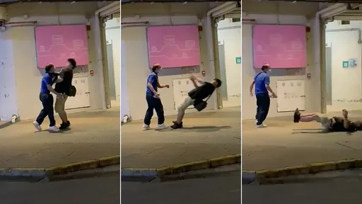 高壯男「擋路又怎樣」慘被一拳KO 影片瘋傳!矮瘦男譏:我有很大力嗎