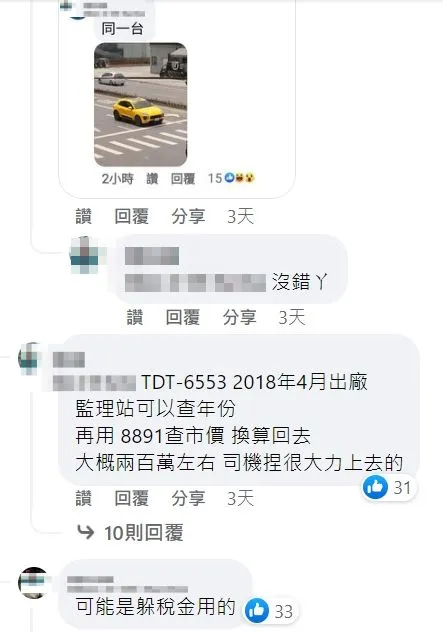 網友查詢資料指出，這輛車目前市價200萬元左右。翻攝臉書「路上觀察學院」