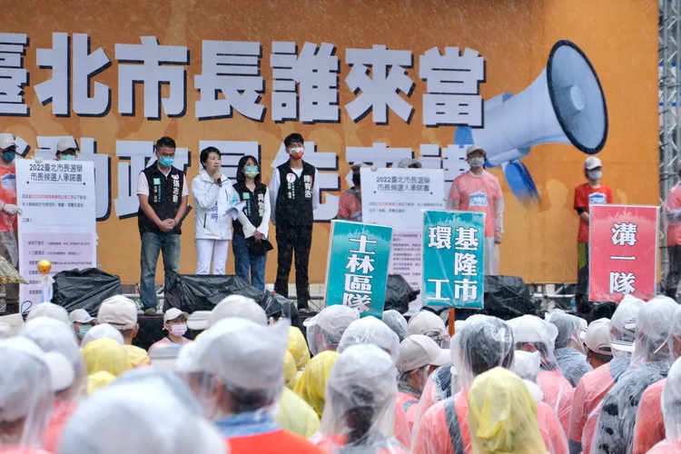 黃珊珊出席市長勞工政策發表會。陳志淵攝