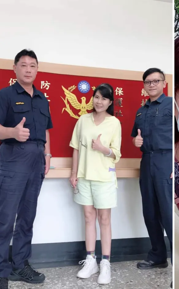 盧女感謝後營派出所所長周文源及警員陳永泰。警方提供