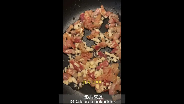 先將培根炒好很重要。