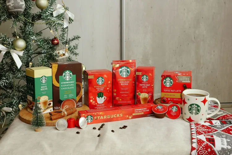 星巴克家享咖啡2022聖誕系列，全系列3大口味、8款商品，11/1起上架各大通路。業者提供