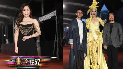 金鐘獎紅毯｜蔡尚樺硬擠碗公奶胸墊炸出　變裝皇后披黃金戰袍踩場