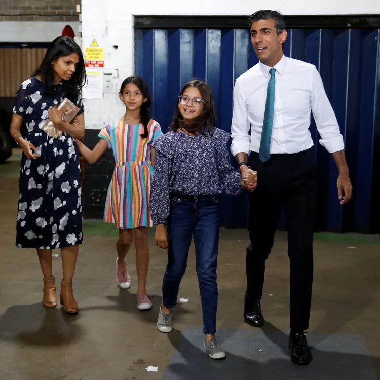蘇納克7月23日偕同妻子莫提和2名女兒，出席保守黨活動。路透社