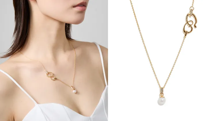 幸運繩結珍珠項鍊，9500元。品牌提供