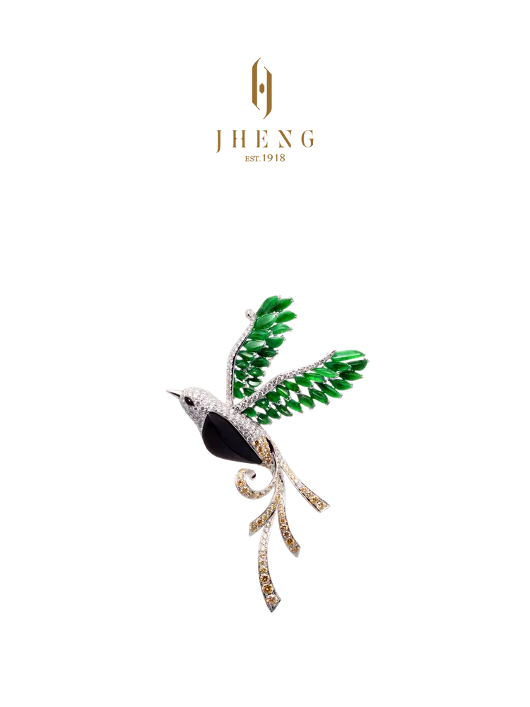 JEWELLERY墨翡喜鵲胸針，76萬5600元。品牌提供