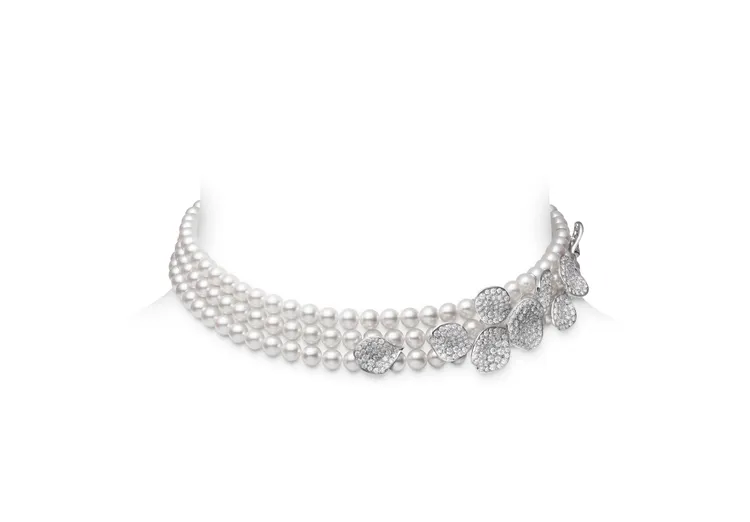 MIKIMOTO Les Pétales Place Vendôme頂級珍珠鑽石頸鍊，145萬元。品牌提供
