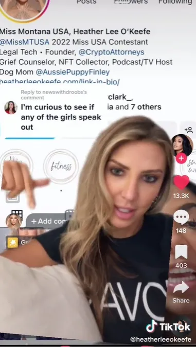 蒙大拿州佳麗歐基芙在網路開砲，指控這場選美比賽有內定黑幕。翻攝TikTok