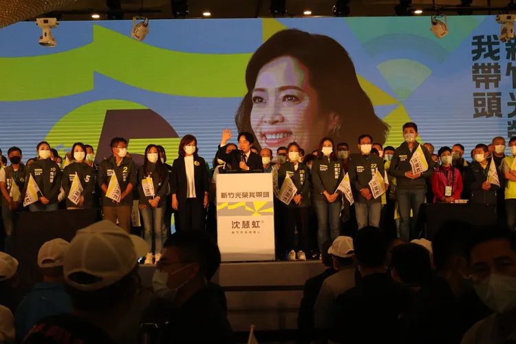 賴清德指出支持沈慧虹的三個原因，包括她的行政經驗、交通專業、市府磨練等。黃羿馨攝