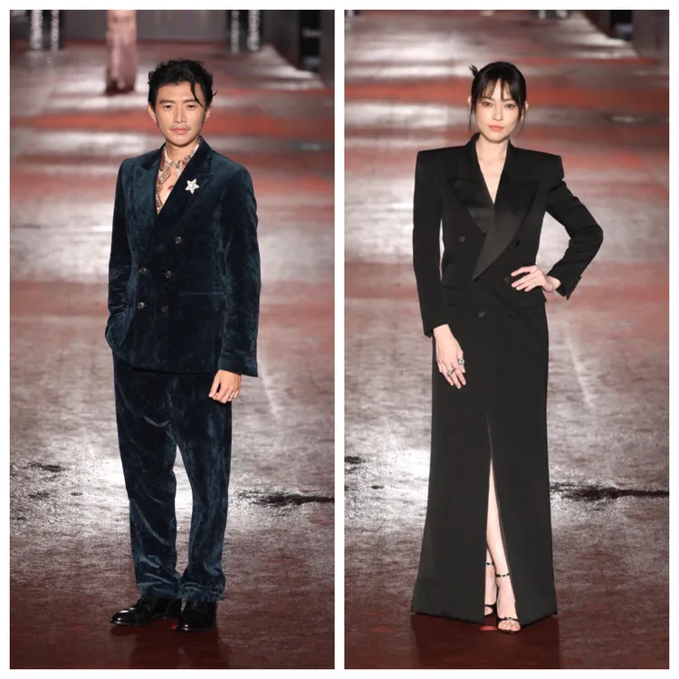 曾少宗（左）與穿Saint Laurent的姚以緹。攝影中心攝