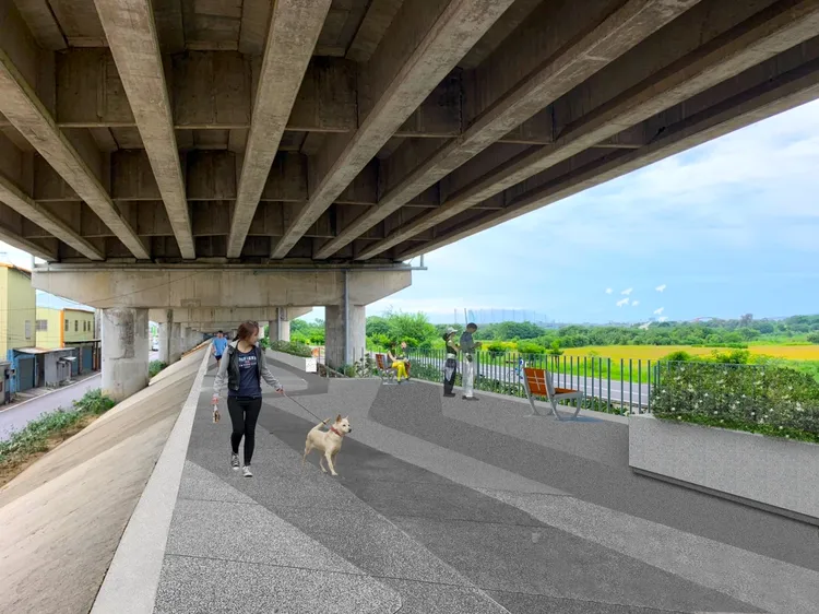 頭前溪堤上空間模擬圖。市府提供