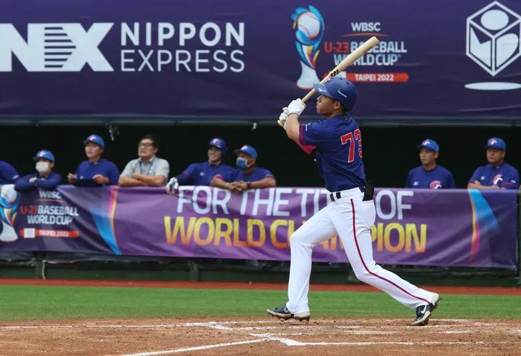 台灣U23陳聖平季軍戰對墨西哥2安打，包辦全隊3分打點。  彭欣偉攝