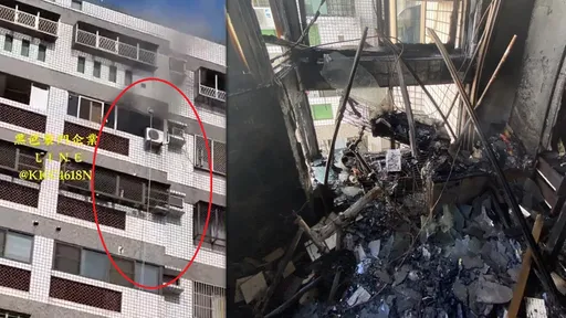 鋰電池充電惡火燒屋 半空中有人!受困男9樓垂降逃生