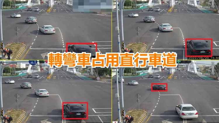 科技執法設備自動取締未依號誌標線行駛違規。警方提供