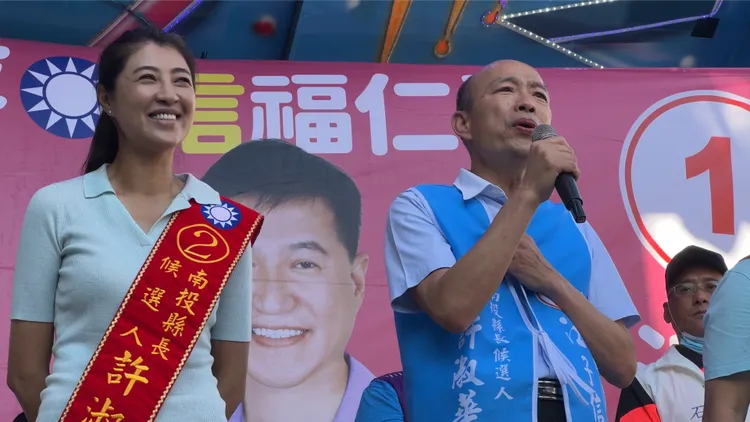 韓國瑜特別來到南投幫許淑華助講。田兆緯攝