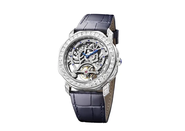 寶格麗Octo Roma Tourbillon Lumiere光之陀飛輪鑽錶，約1079萬元。品牌提供