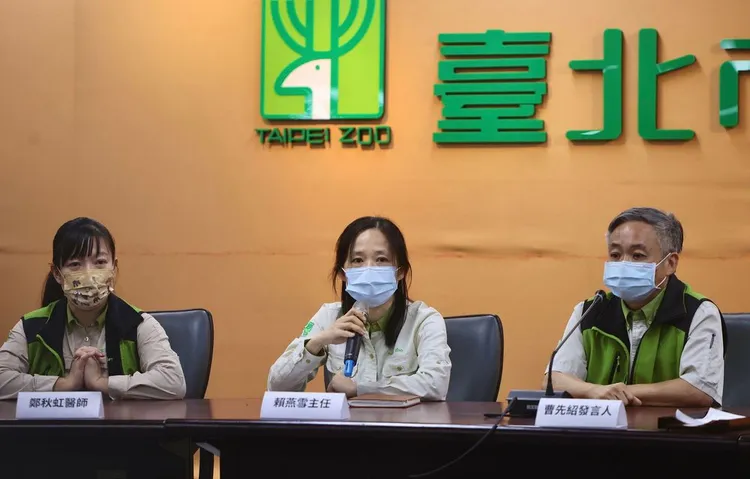 賴燕雪（中）說明團團治療現況。林林攝