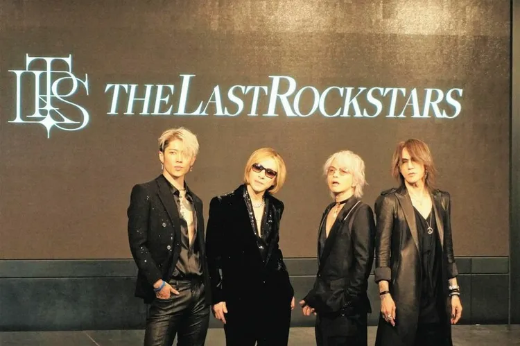 MIYAVI（左起）、YOSHIKI、HYDE、SUGIZO今出席記者會。翻攝《中日體育》