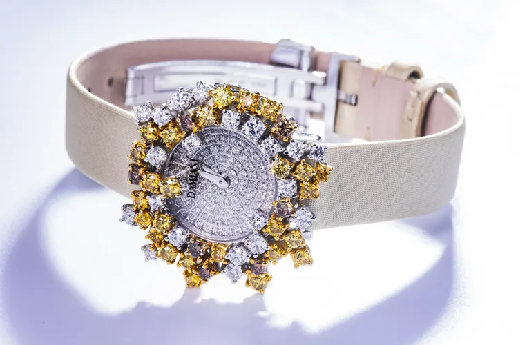 Mimosa 18K白金鑲鑽腕錶，87萬6000元。品牌提供